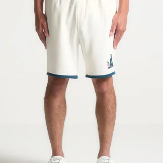 Timo - Velvet Eiffel Shorts - Cream/Blue