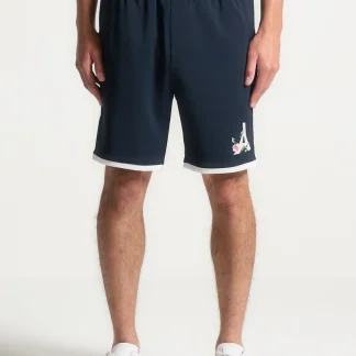 Timo - Velvet Eiffel Shorts  - Navy/White