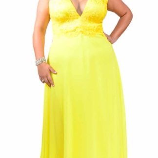 Vestido de Festa Plus Size em Crepe Chiffon modelo evasê
