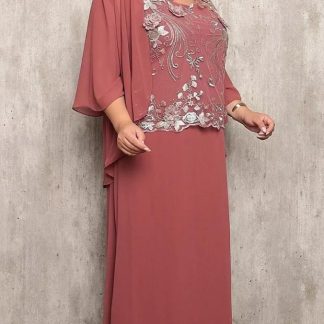 Vestido Festa Plus Size Detalhe Renda com Cardigã