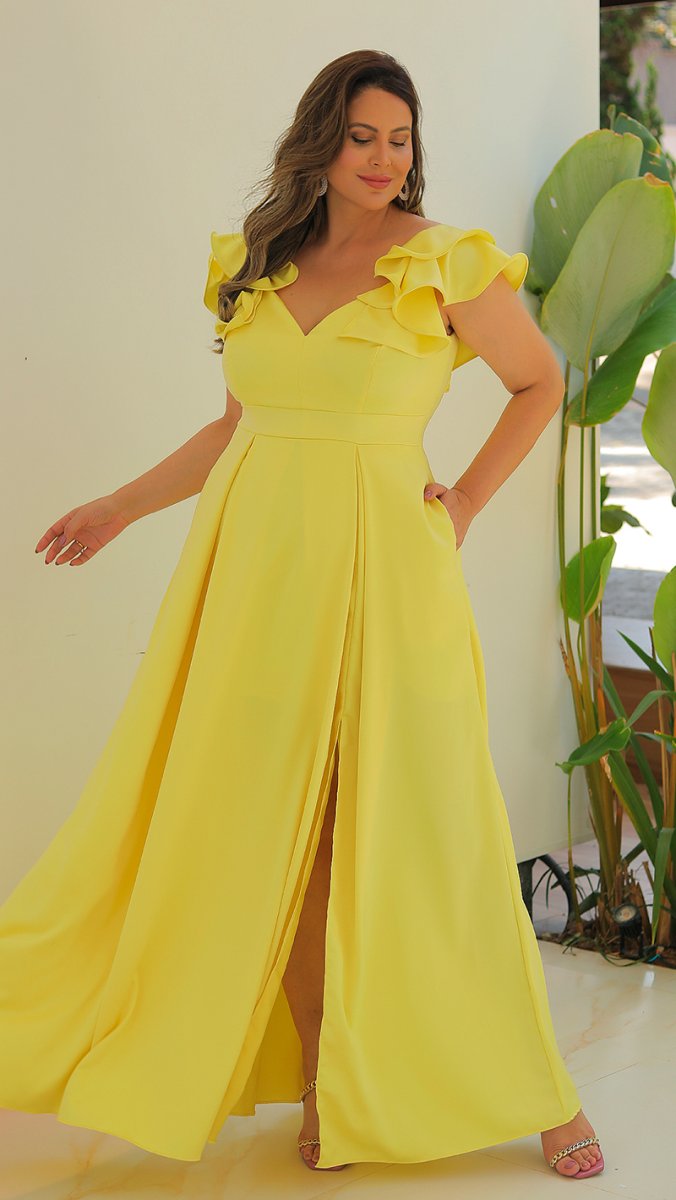 Vestido Festa Plus Size Mangas Babados - Image 5