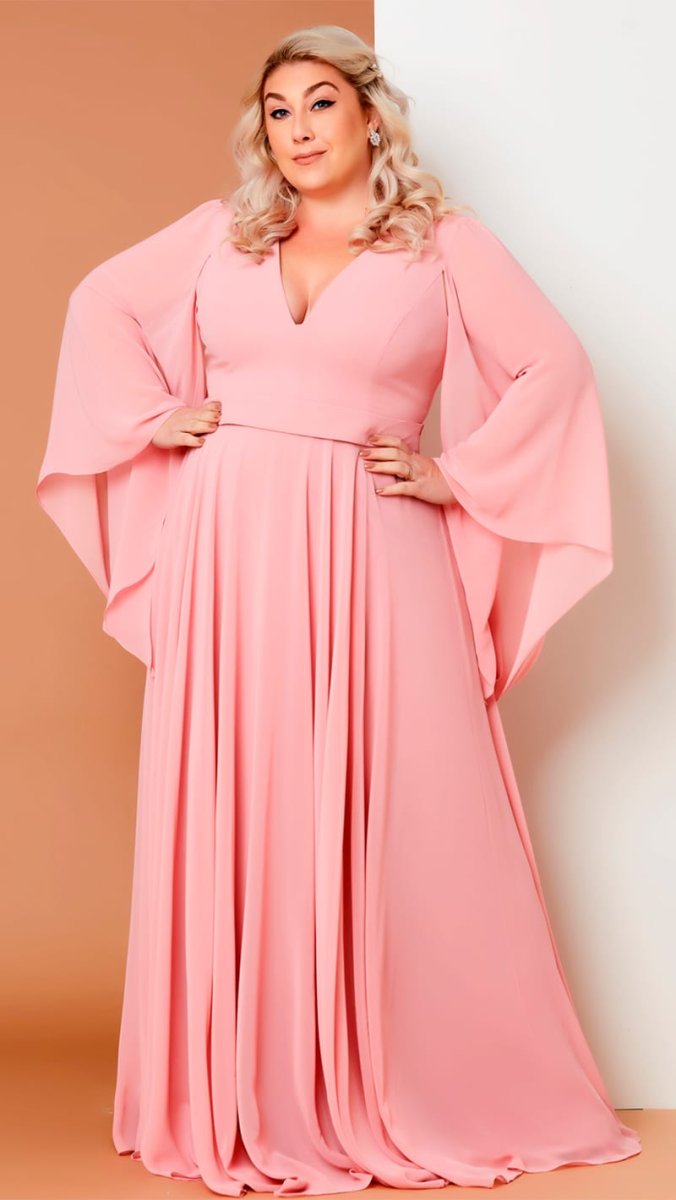 Vestido Madrinha Plus Size Mangas Echarpe - Image 4