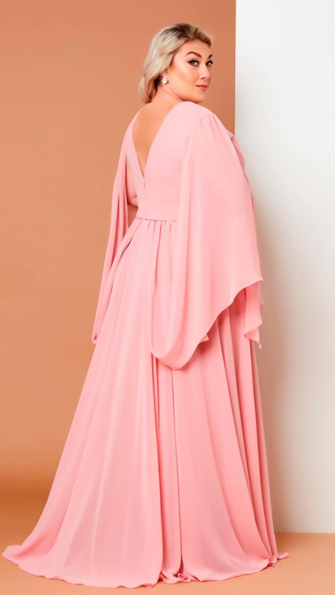 Vestido Madrinha Plus Size Mangas Echarpe - Image 3
