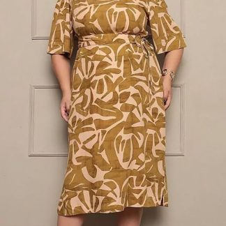 Vestido Midi Plus Size Viscose Estampado