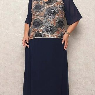 Vestido Plus Size de Festa Renda Bordada