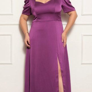 Vestido Plus Size Festa Acetinado Decote Quadrado