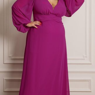 Vestido Plus Size Longo Festa Manga Longa