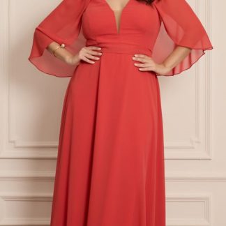 Vestido Plus Size Madrinhas com Capa Drapeada