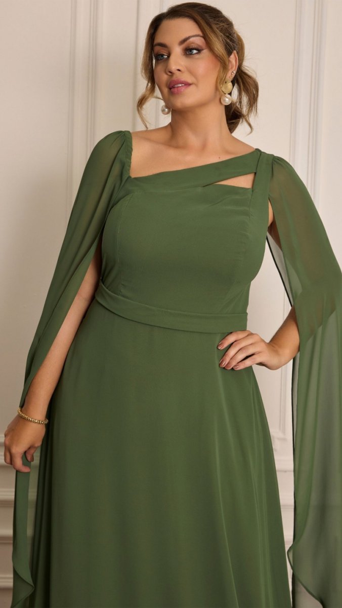 Vestido Plus Size Madrinhas Manga Capa Longa - Image 7