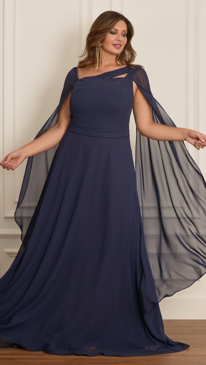 Vestido Plus Size Madrinhas Manga Capa Longa - Image 5