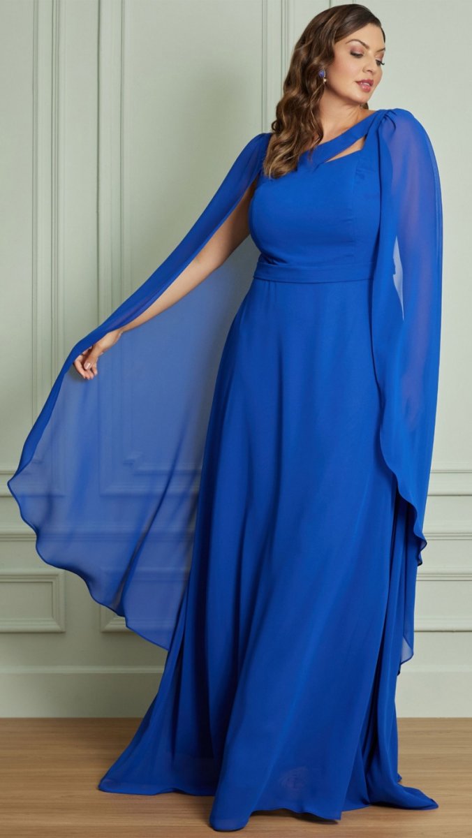 Vestido Plus Size Madrinhas Manga Capa Longa - Image 4
