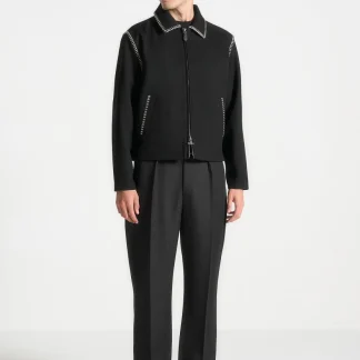 Alex - Whipstitch Twill Boxy Jacket - Black
