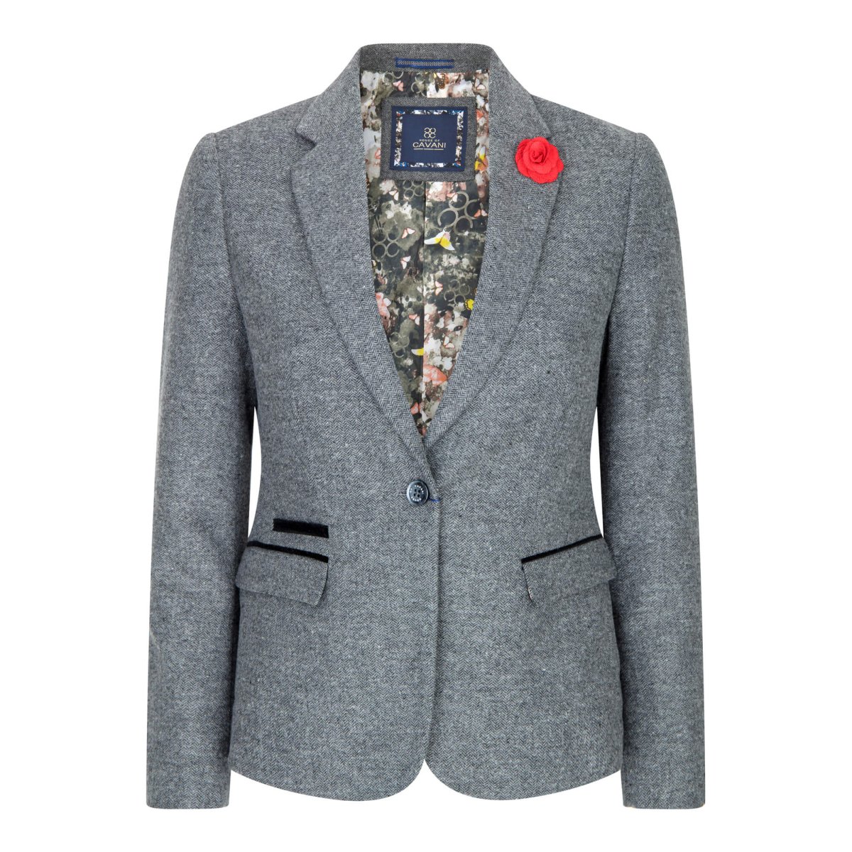 Blazer cinza feminino de corte ajustado - Image 2