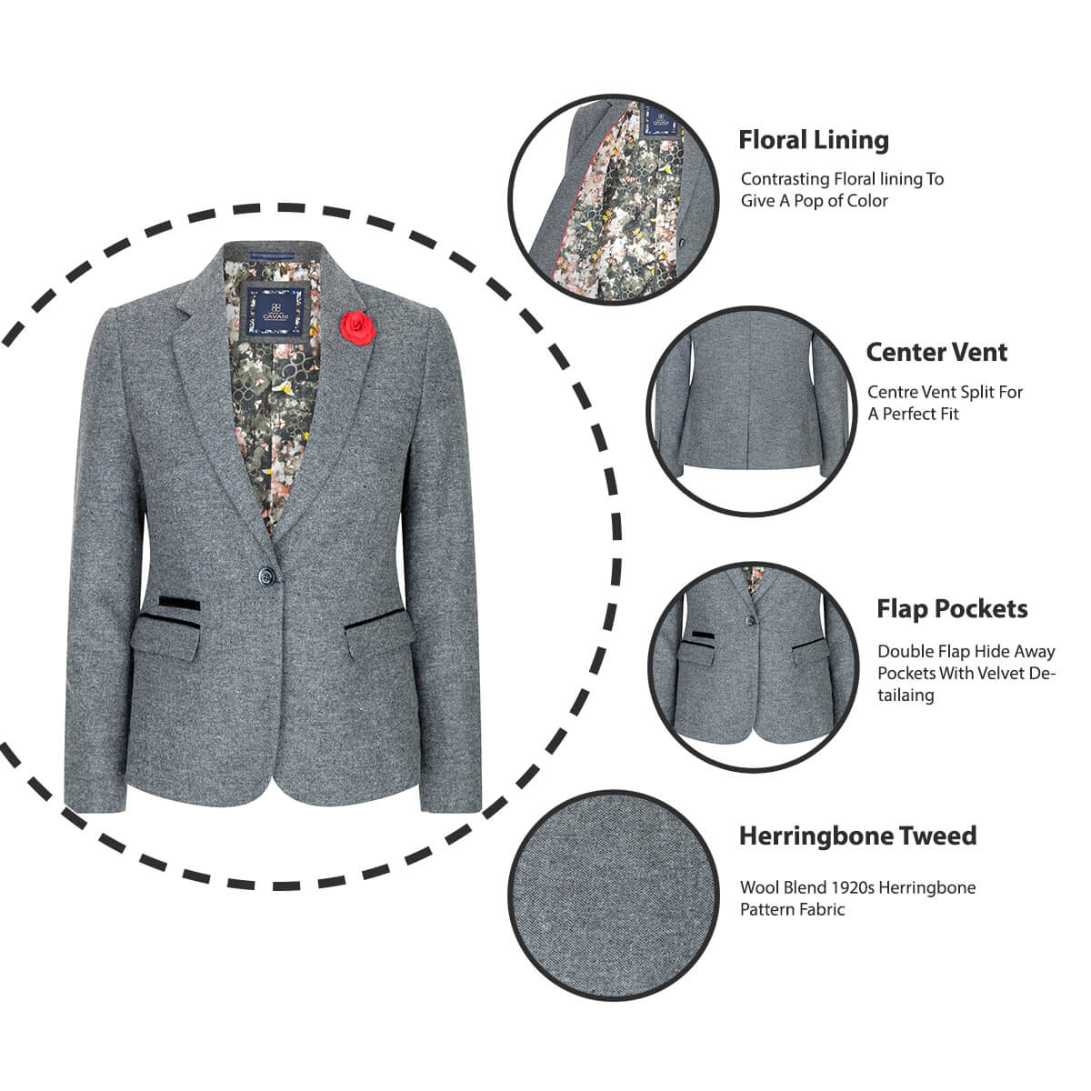 Blazer cinza feminino de corte ajustado - Image 3