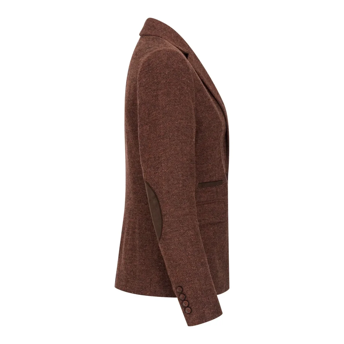 WS-12 - Blazer feminino de tweed com padrão espinha de peixe em lã marrom ferrugem - Image 6