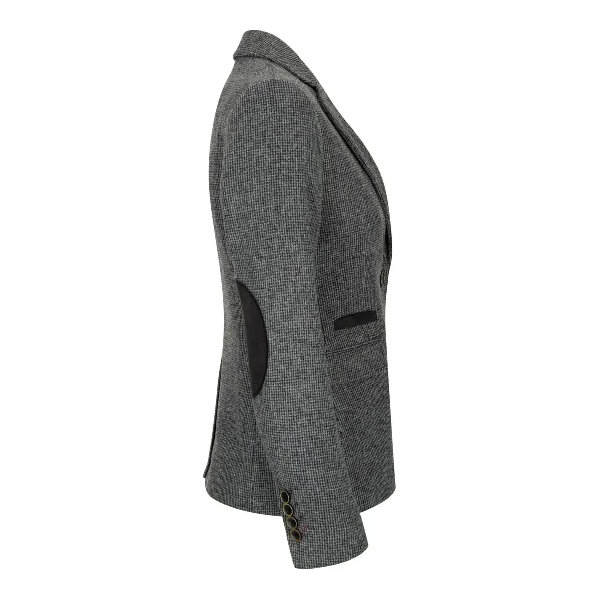 Blazer feminino cinza em tweed espinha de peixe, estilo anos 1920, corte sob medida, vintage retrô. - Image 4