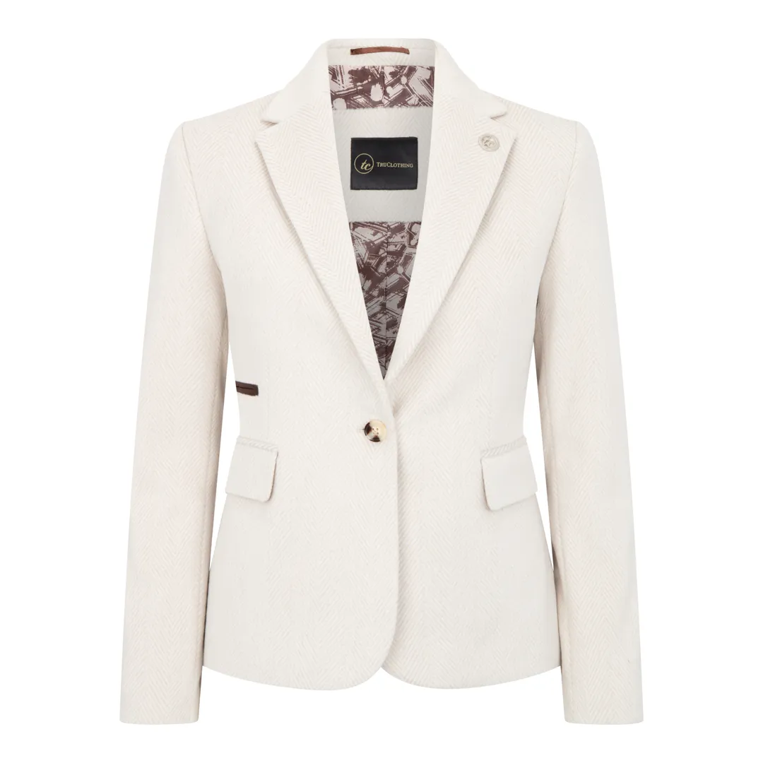 WSN15 - Blazer feminino em tweed de lã creme - Image 2