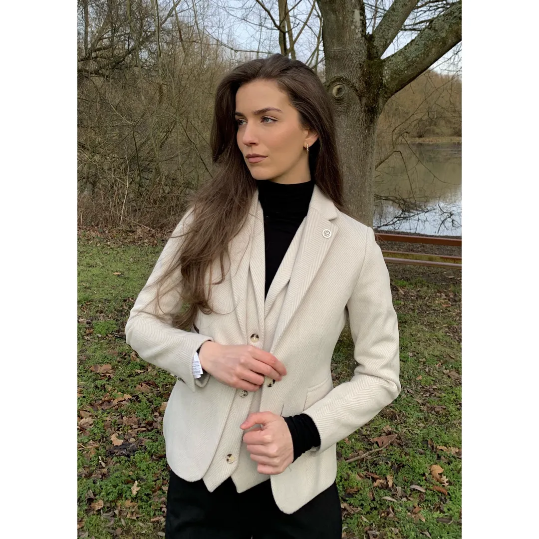 WSN15 - Blazer feminino em tweed de lã creme - Image 3