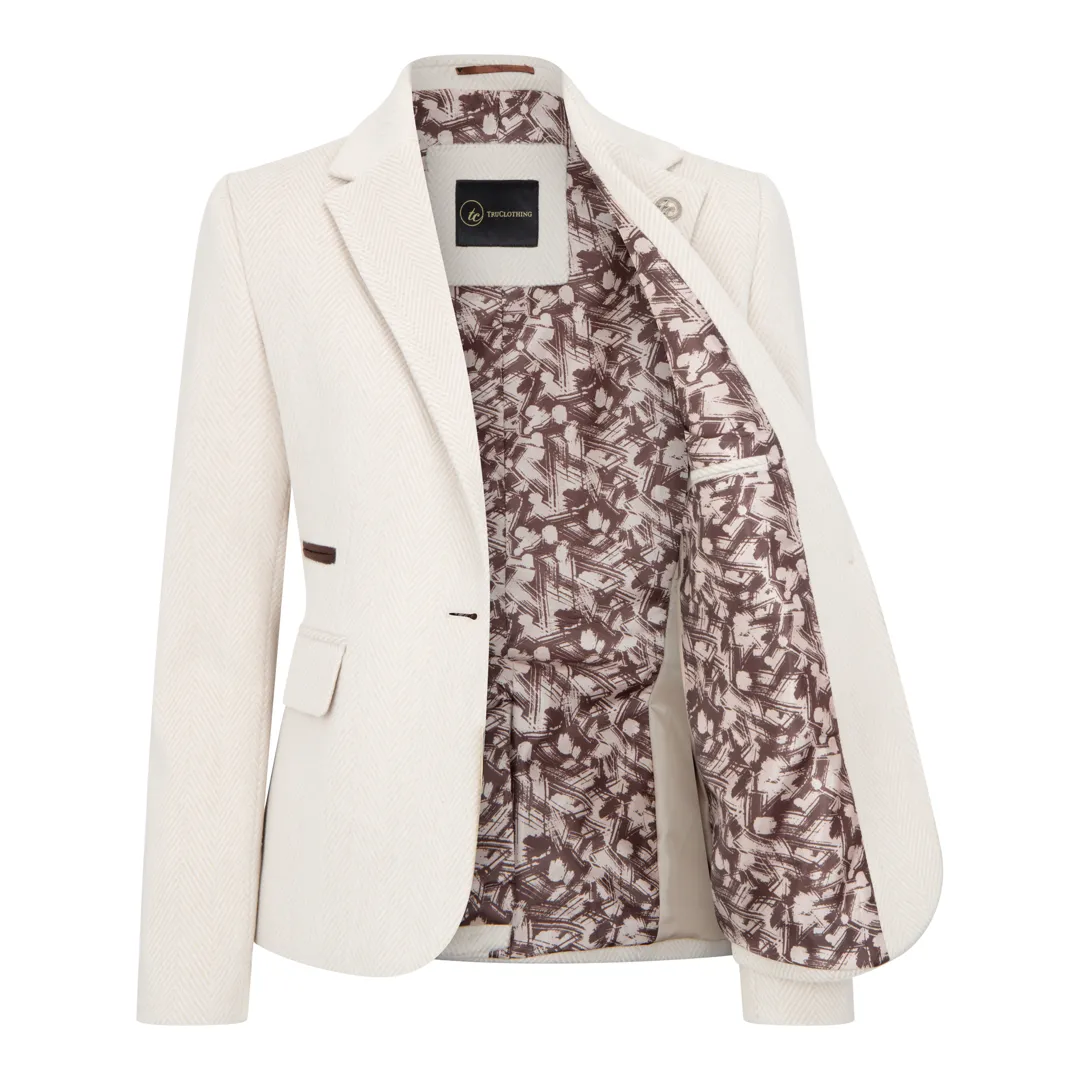 WSN15 - Blazer feminino em tweed de lã creme - Image 5